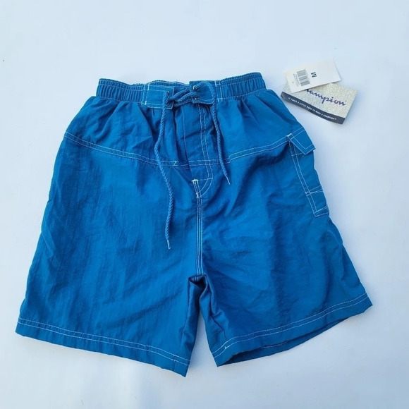 NWT CHAMPION Boys Swim Shorts Blue Turquoise Drawstring Beach Pool M (10-12) - Picture 1 of 10